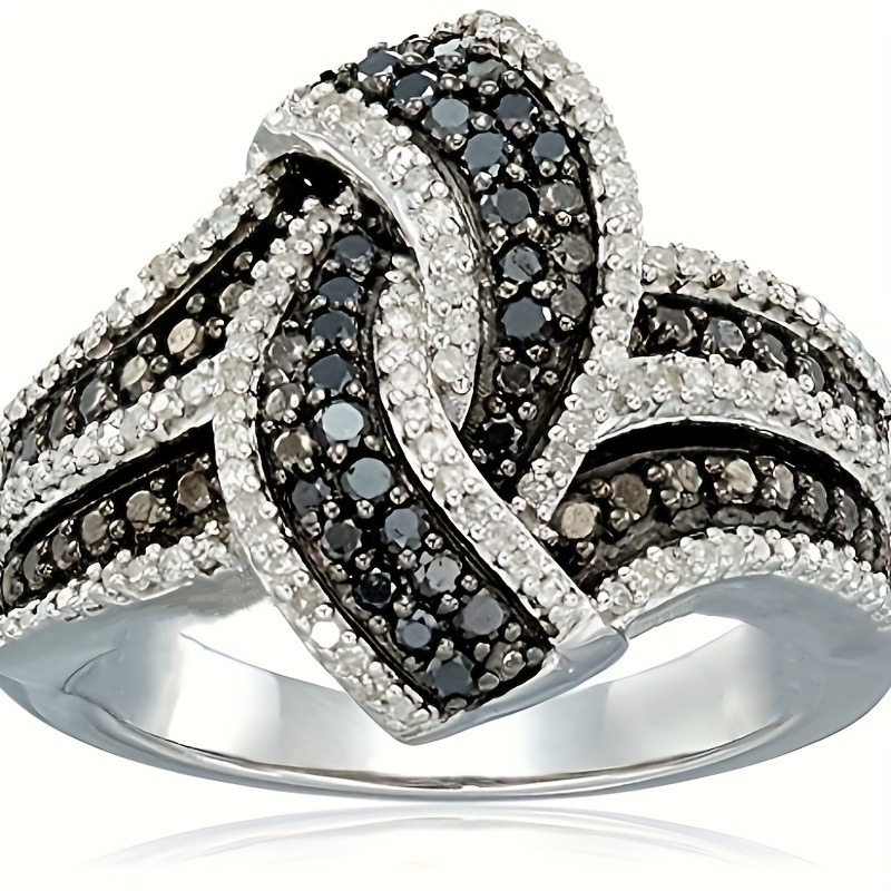 Sterling Silver Pavé Interwoven Knot Ring