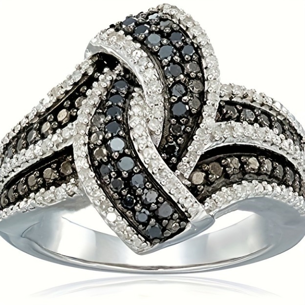 Sterling Silver Pavé Interwoven Knot Ring