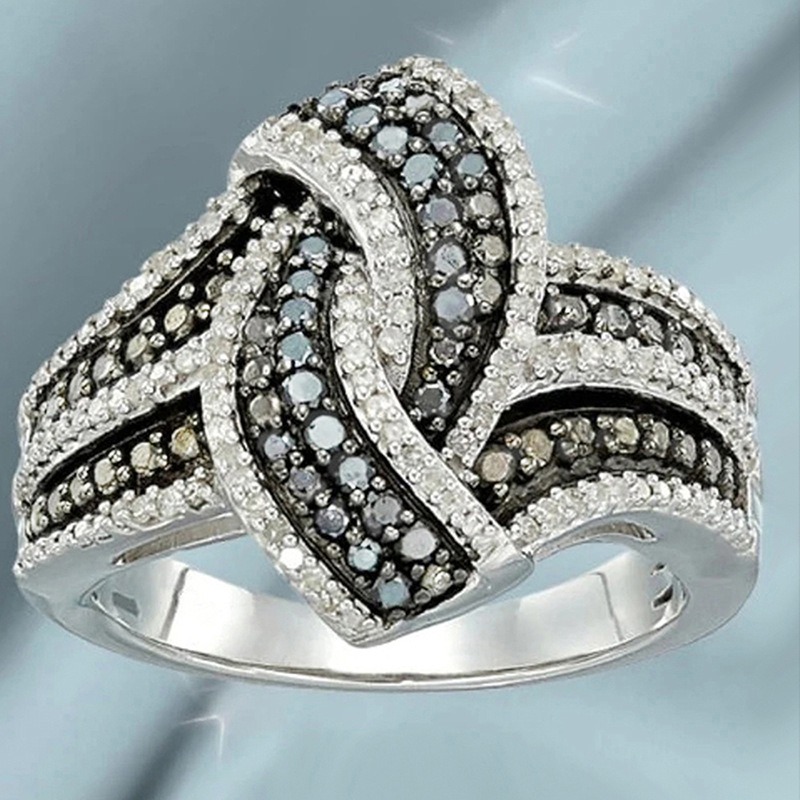 Sterling Silver Pavé Interwoven Knot Ring