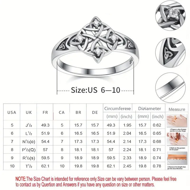 Witch Protection Sterling Silver Ring | Celtic Guardian Knot · Diamond & Plain Styles