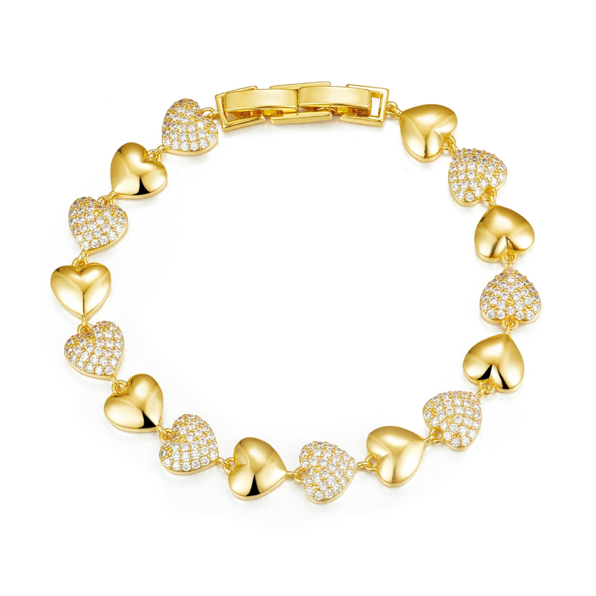 18K Gold Plated Heart Bracelet | AAAA+ Zircon | Elegant Everyday Jewelry