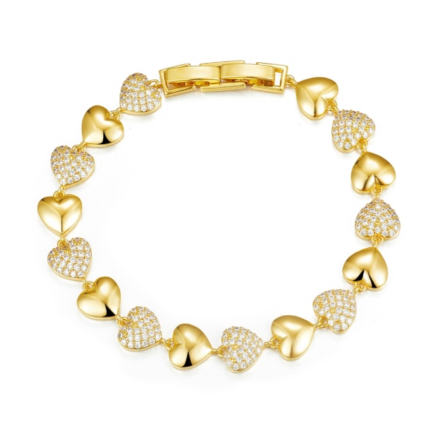 18K Gold Plated Heart Bracelet | AAAA+ Zircon | Elegant Everyday Jewelry
