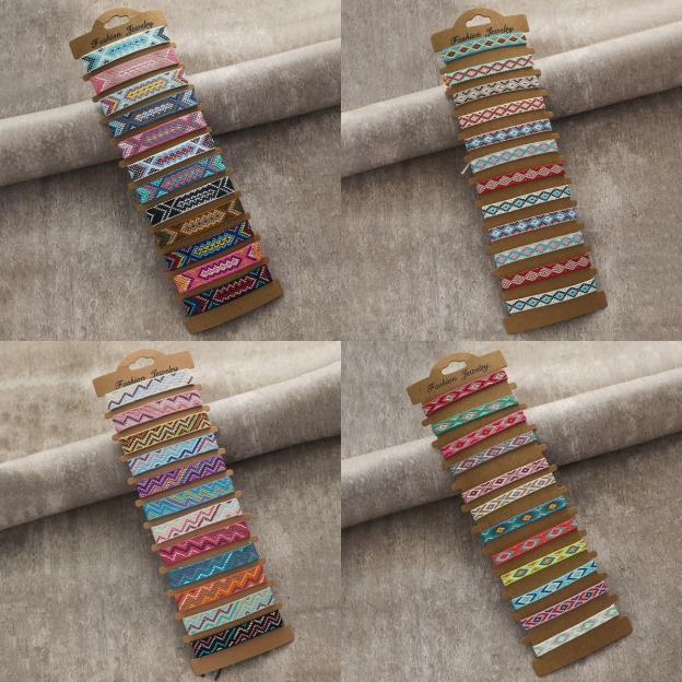 Summer Breeze 12-Piece Handwoven Surfer Bracelet Set