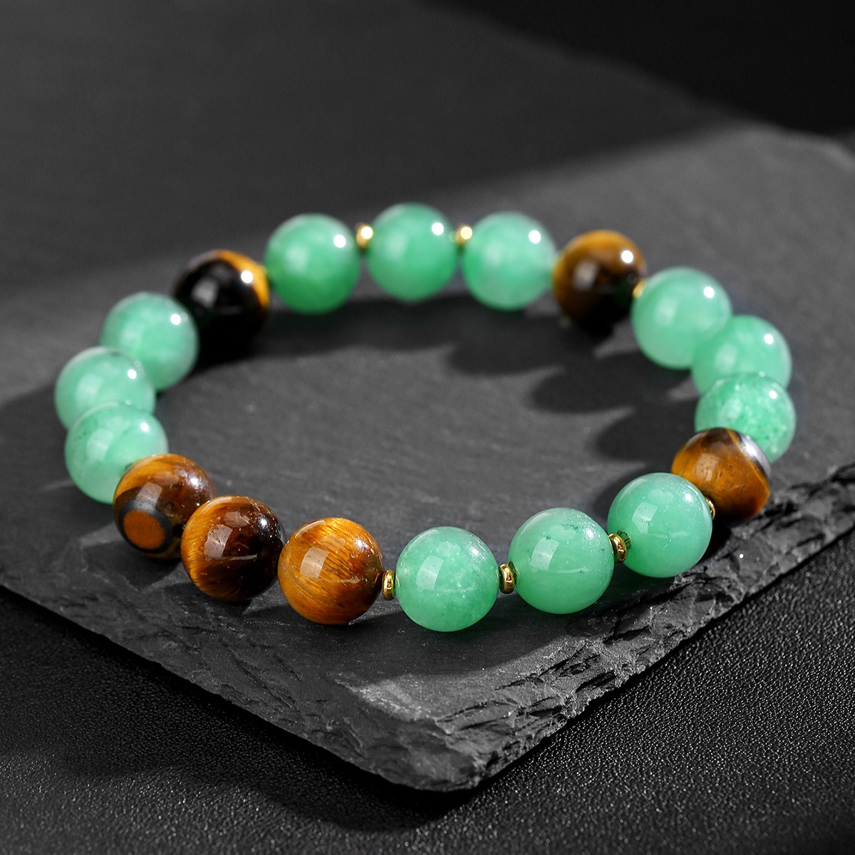 Prosperity Protection Natural Tiger's Eye Green Aventurine Bracelet