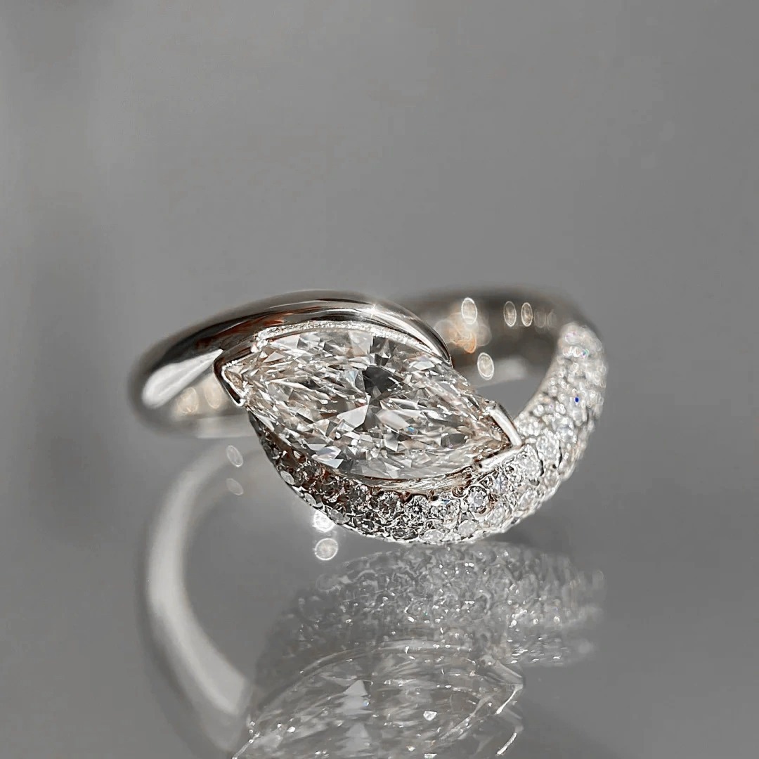 Marquise Cut Moissanite Wrap Ring | Gold & Silver Available | Elegant Modern Design