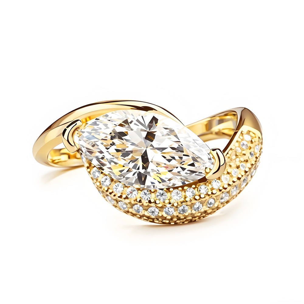 Marquise Cut Moissanite Wrap Ring | Gold & Silver Available | Elegant Modern Design