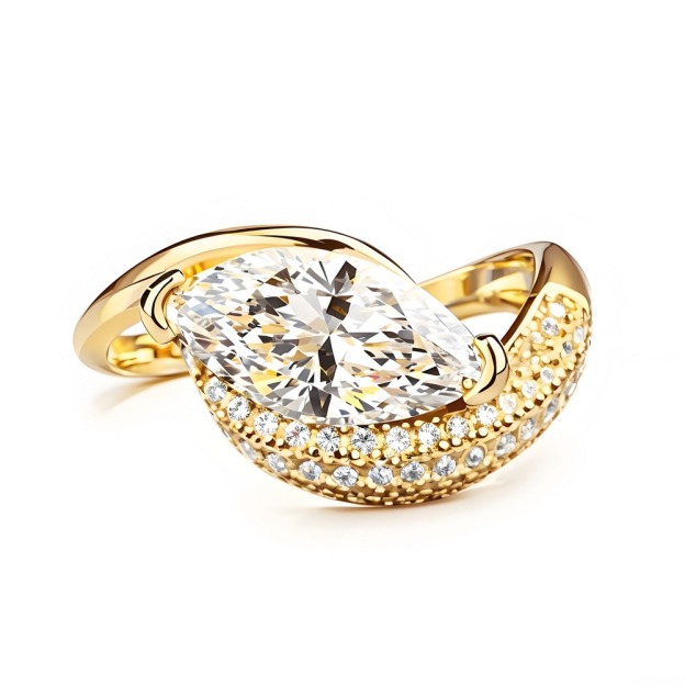 Marquise Cut Moissanite Wrap Ring | Gold & Silver Available | Elegant Modern Design