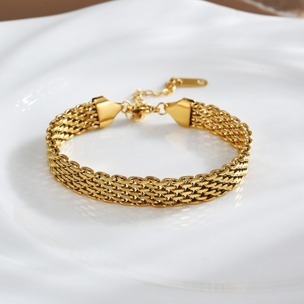 Gilded Weave Two-Tone Braided Texture Bracelet