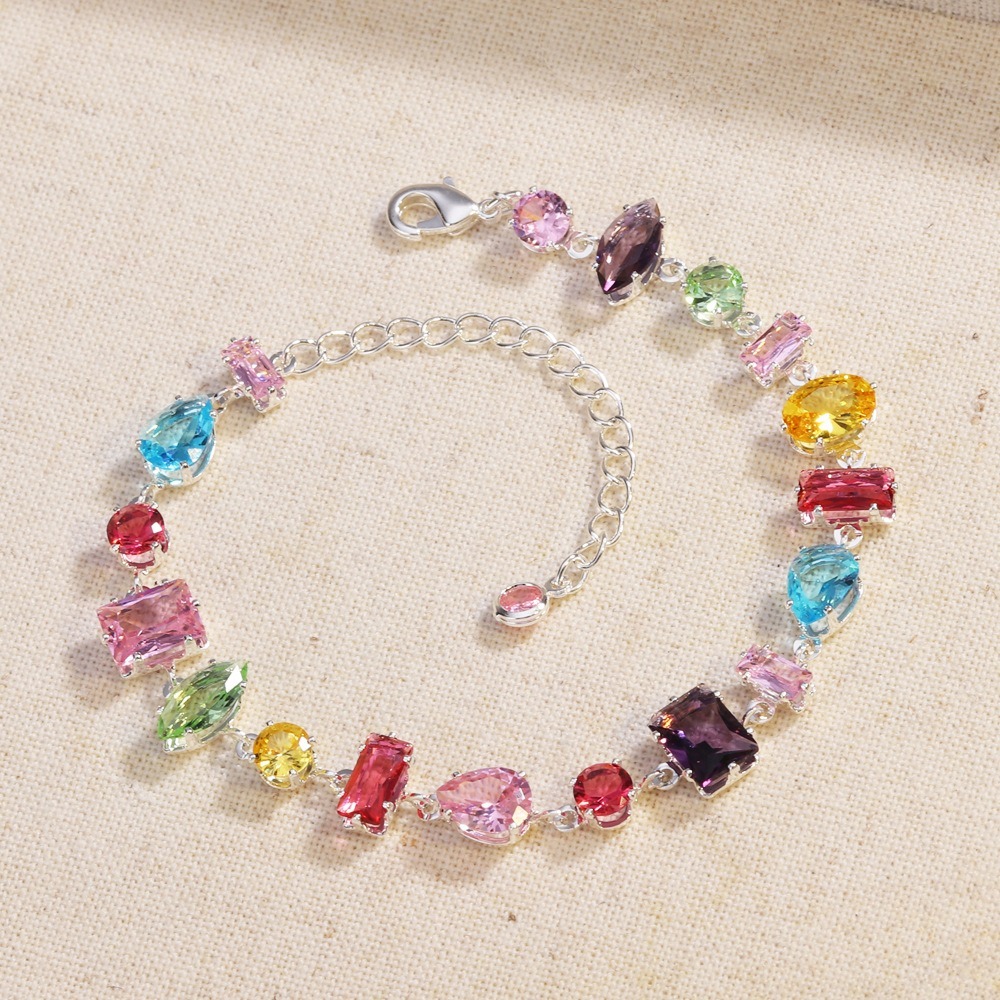 Rainbow Crystal Reverie Two-Tone Irregular Zircon Bracelet