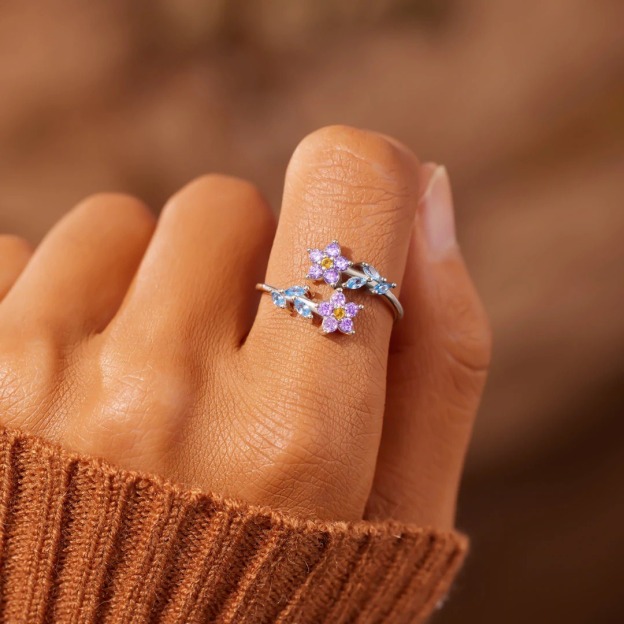 Forget-Me-Not Sparkle Two-Tone Zircon Ring