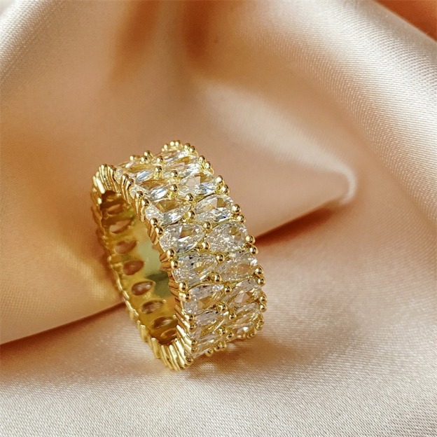 Luxury Diamond Flood Two-Tone Full Pavé Wide Band Ring