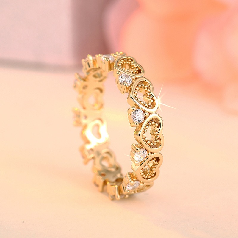 Heart Diamond Harmony 18K Gold Heart Pavé Ring Romantic Elegance on Your Fingertips