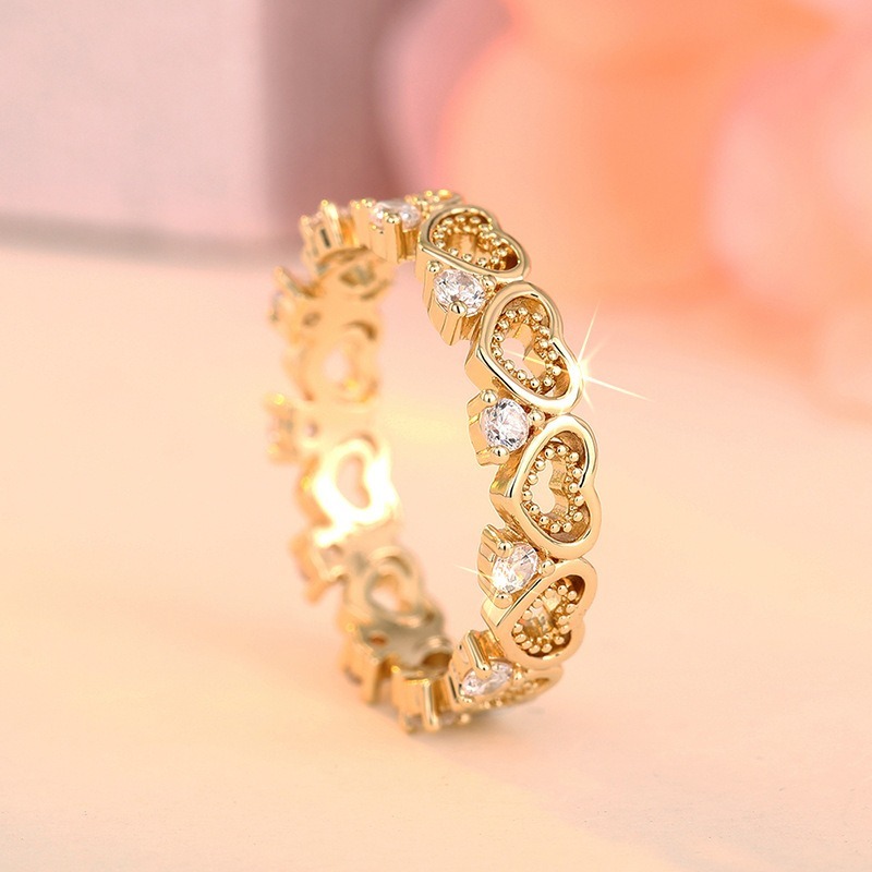 Heart Diamond Harmony 18K Gold Heart Pavé Ring Romantic Elegance on Your Fingertips