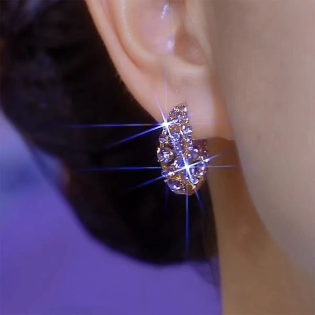 Luminous Pavé 18K Gold Colored Diamond Huggie Earrings Dazzling Presence at Your Ears