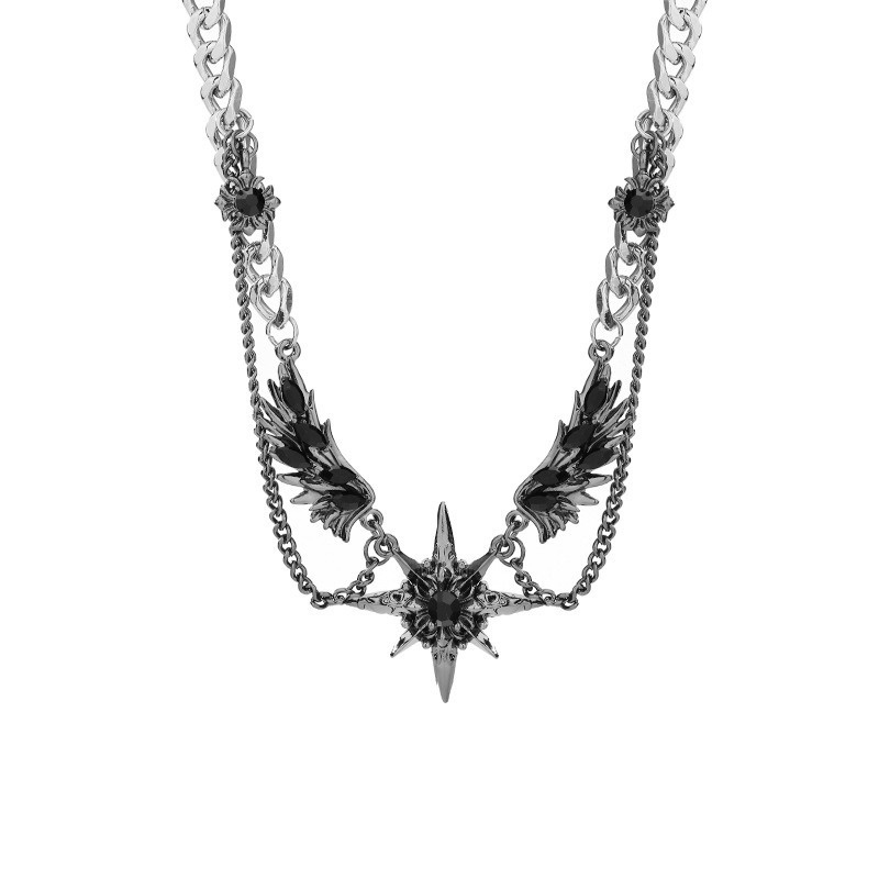 Stellar Wings S925 Sterling Silver Two-Tone Layered Necklace A Bold Statement at Your Neck