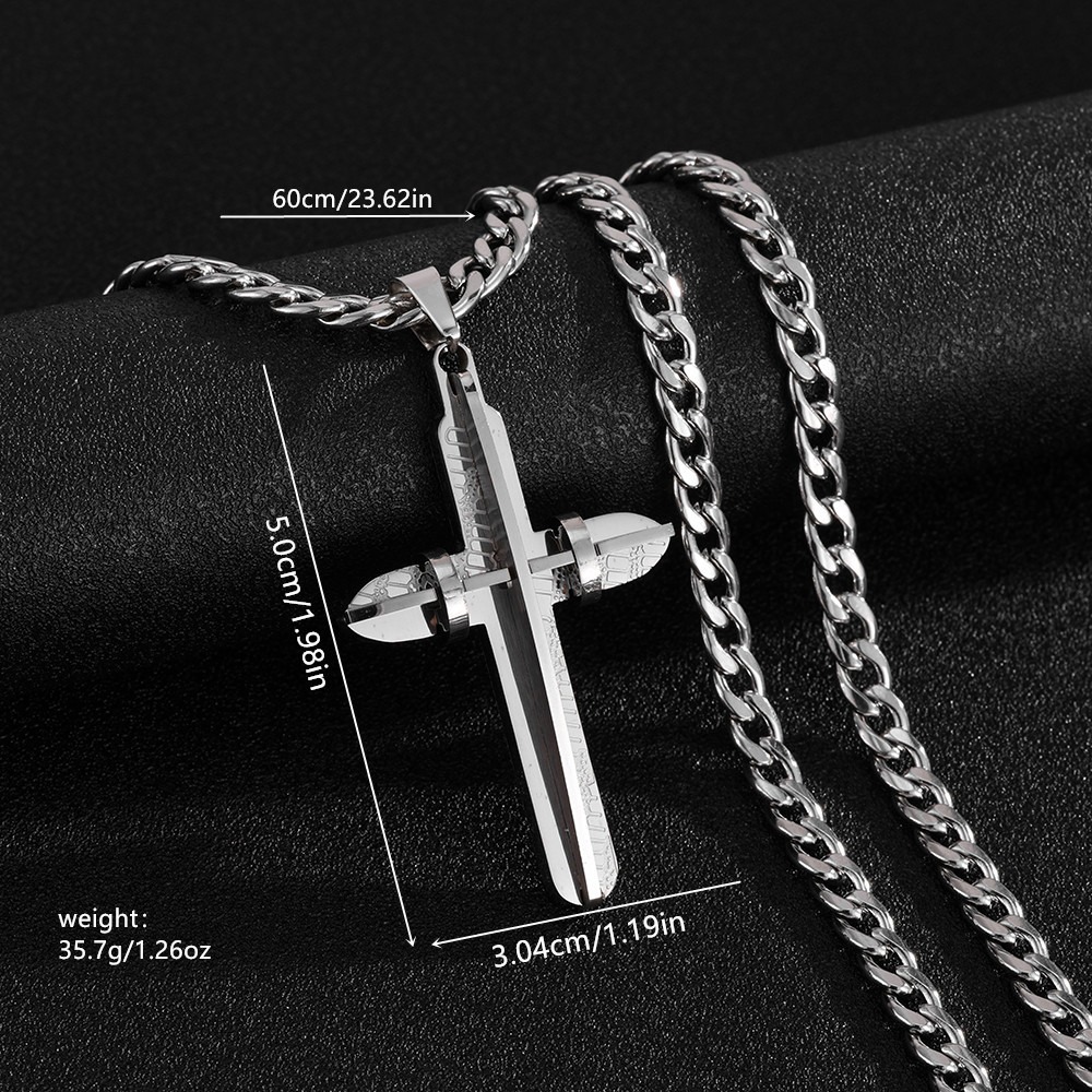 Covenant of Faith Stainless Steel Gold/Silver Cross Cuban Link Necklace Strength Protection at Your Neck