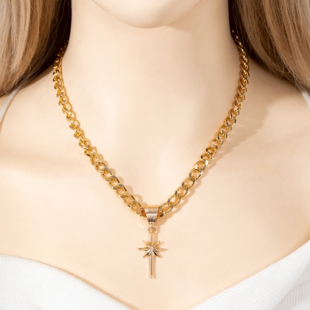 Starlight Guidance Two-Tone Cuban Link Starburst Necklace