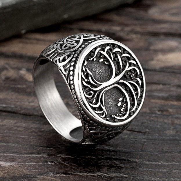 Tree of Life Guardian S925 Silver Celtic Knot Vintage Oxidized Ring