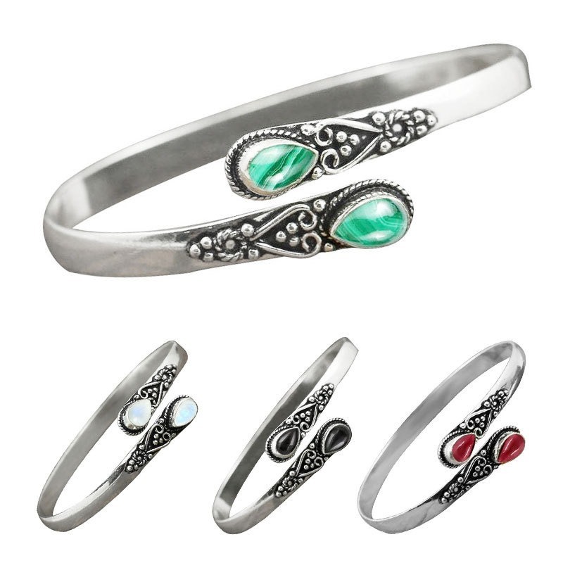 Guardian's Grace Sterling Silver Vintage Multi-Gemstone Open Cuff Bracelet