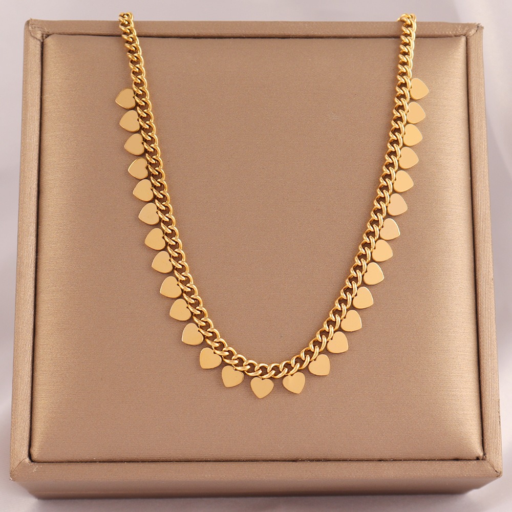 Heart Droplet Silver Gold Plated Dangling Heart Necklace