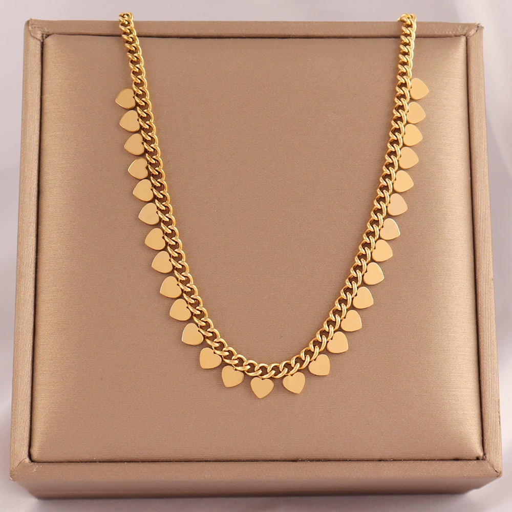 Heart Droplet Silver Gold Plated Dangling Heart Necklace