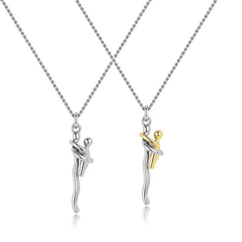Eternal Embrace Two-Tone Hug Motif Mother's Day Necklace