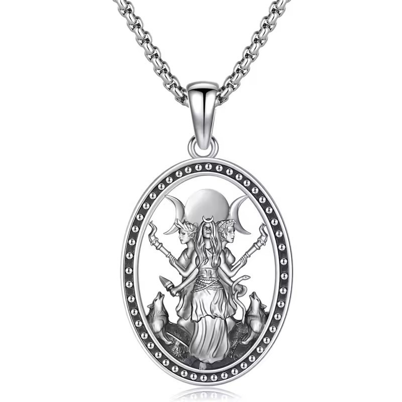Triple Moon Hecate S925 Sterling Silver Goddess Necklace