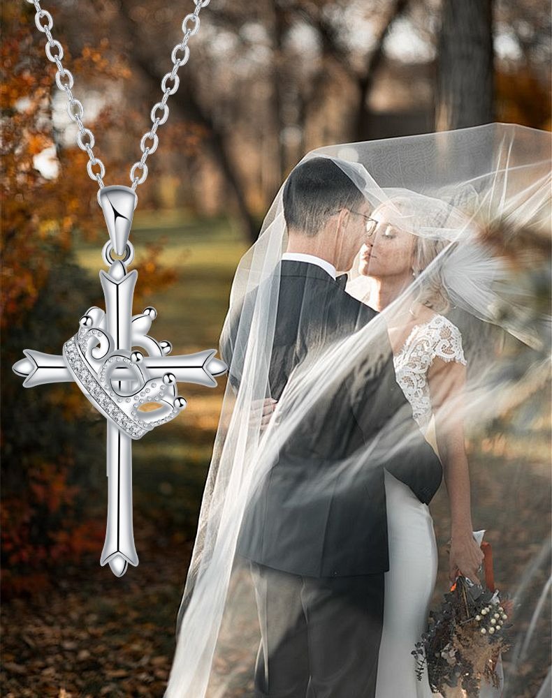 Crown of Faith S925 Sterling Silver Cross Necklace