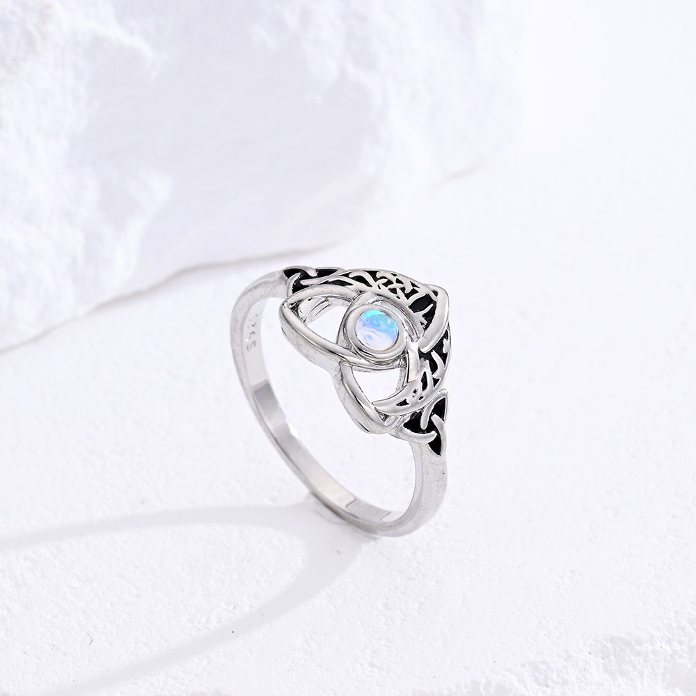 Celtic Protection S925 Silver Moonstone Ring