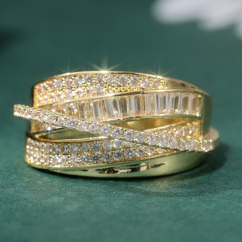 Interwoven Sparkle 18K Gold/White Gold Multi-Layer Pave Open Ring