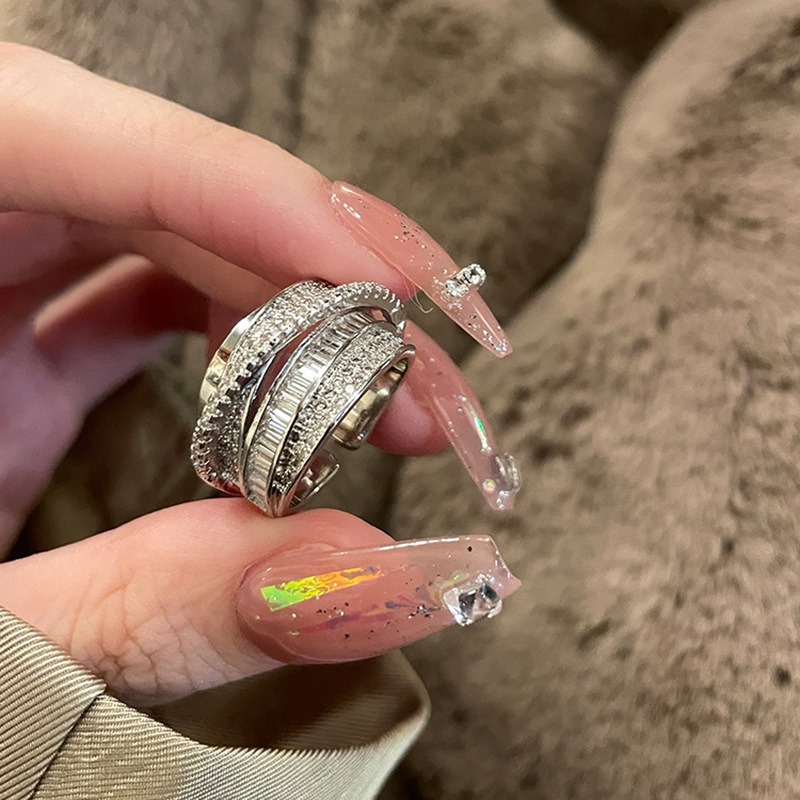 Interwoven Sparkle 18K Gold/White Gold Multi-Layer Pave Open Ring