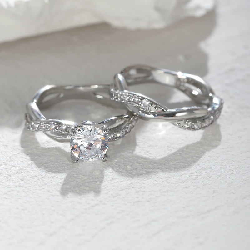 Intertwined Eternity Twisted Pave Ring Set