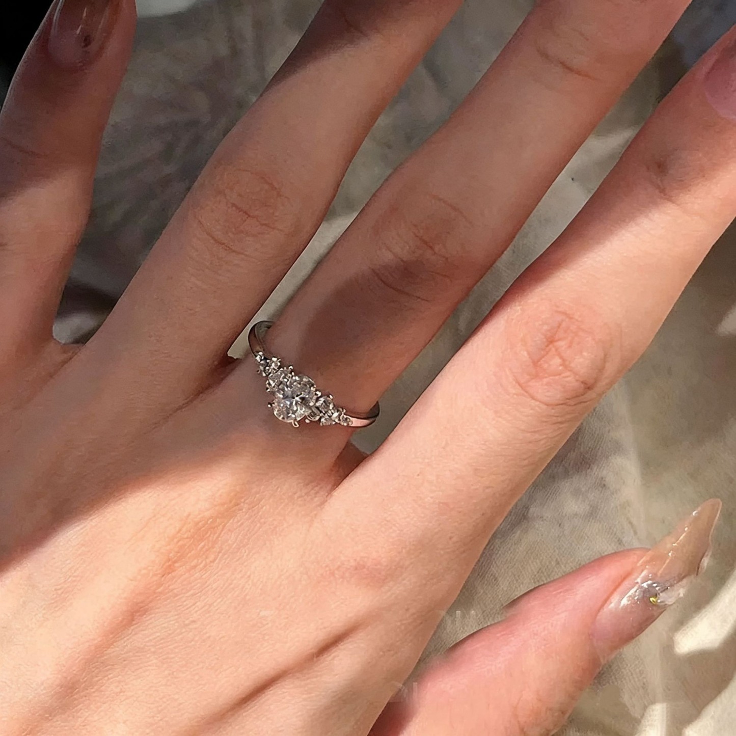 Starlight Vow Two-Tone Oval Cluster Open Ring