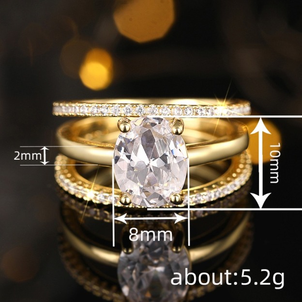 Eternal Layer Two-Tone Oval Diamond Stacked Ring