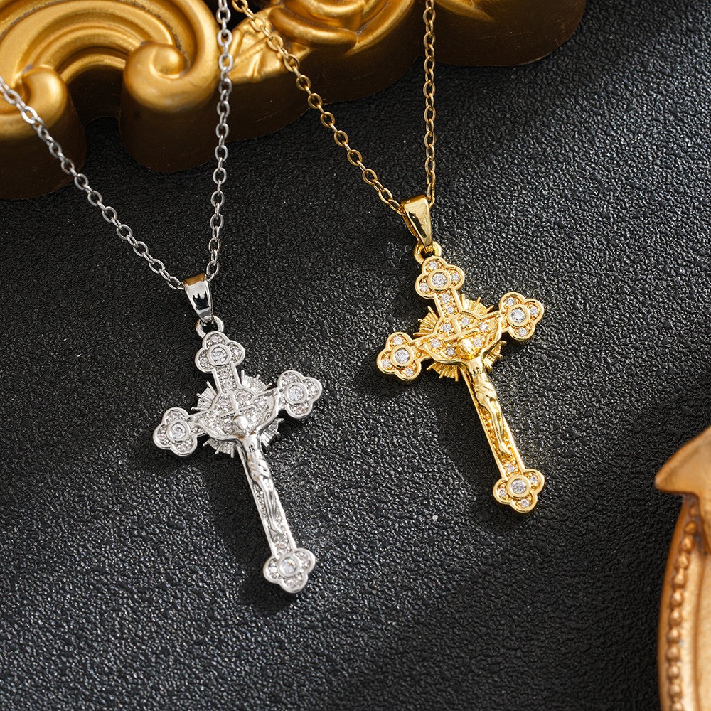 Sacred Heart Redemption Two-Tone Jesus Cross Necklace