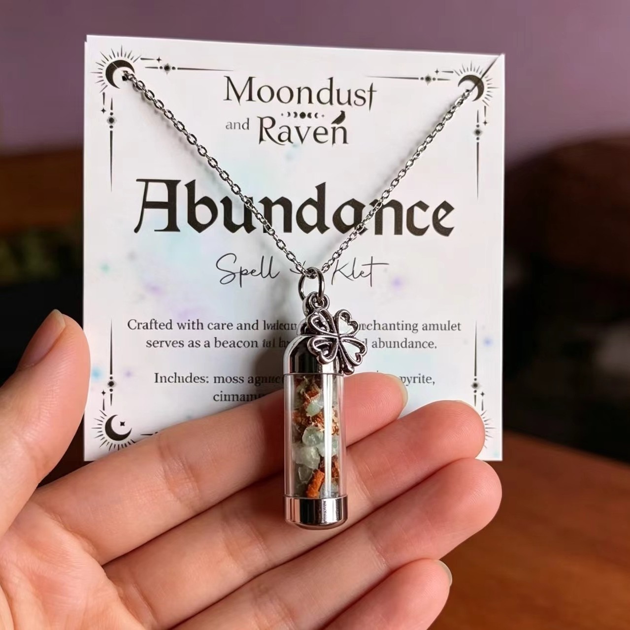 Natural Crystal & Herb Amulet Necklace
