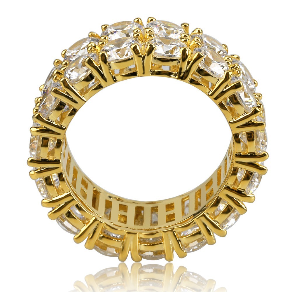Luxury Diamond Halo Two-Tone Full Pavé Eternity Ring