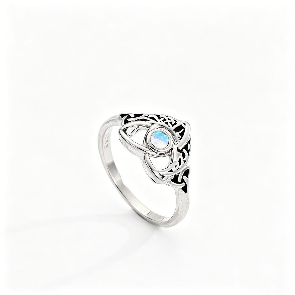 Celtic Protection S925 Silver Moonstone Ring