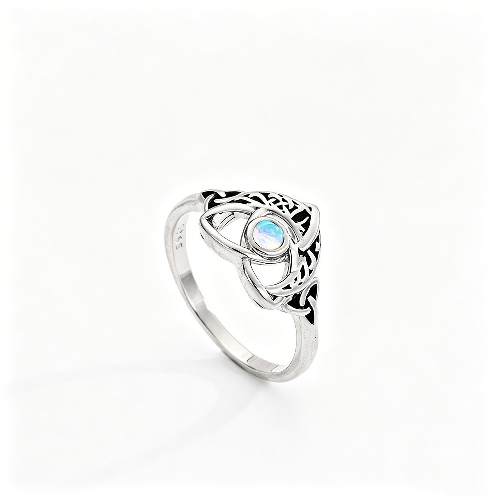 Celtic Protection S925 Silver Moonstone Ring