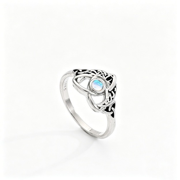 Celtic Protection S925 Silver Moonstone Ring