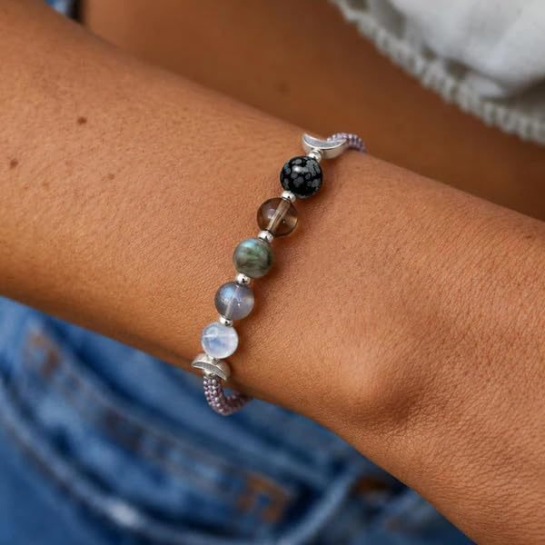 Natural Crystal Moon Phase Handwoven Bracelet