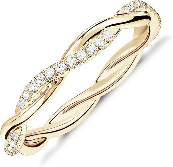 Delicate Diamond Band 18K Gold Pavé Ring｜Classic/Twisted Dual Styles for Daily Elegance