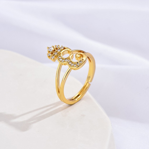 26 Letters Optional Crown Diamond-Encrusted Ring - Women's Light Luxury Personalized Letter Accessory