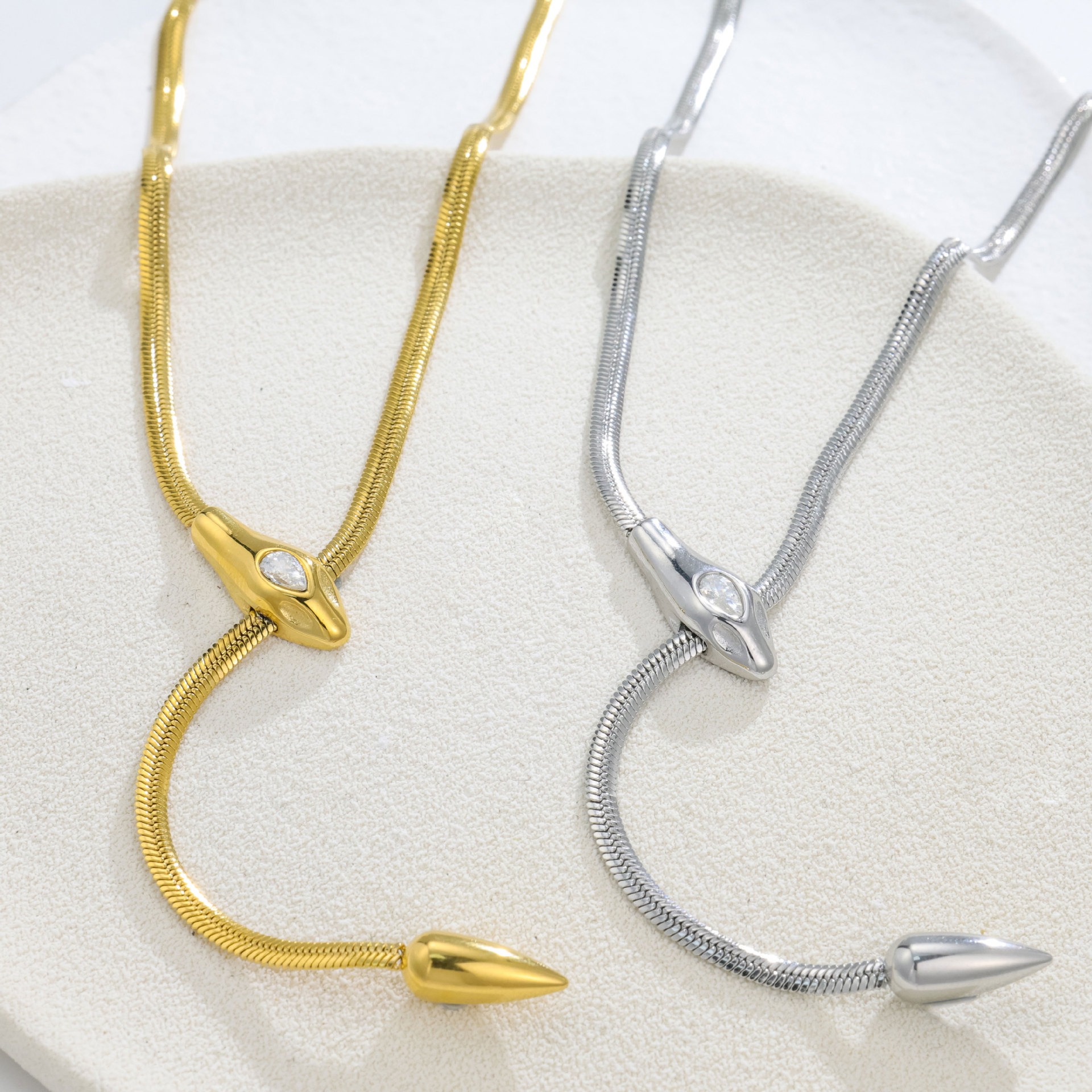 Serpent Starlight Two-Tone Snake Chain Adjustable Necklace