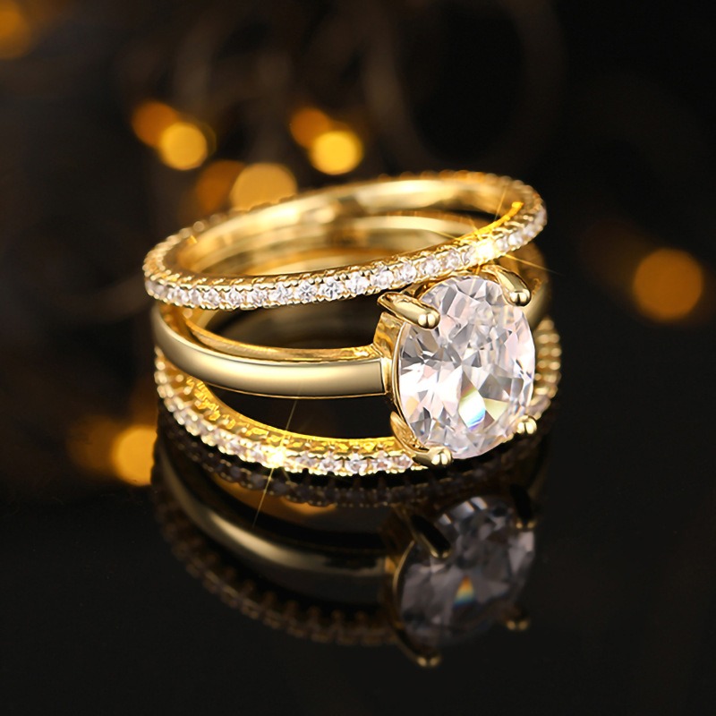 Eternal Layer Two-Tone Oval Diamond Stacked Ring