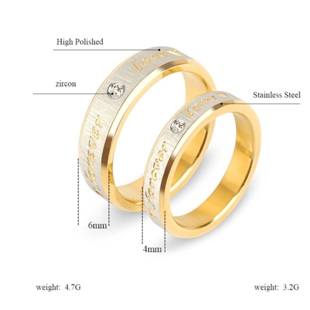 Forever Love Two-Tone Gold-Plated Couple Rings｜Engraved Confessions for Your Fingertips