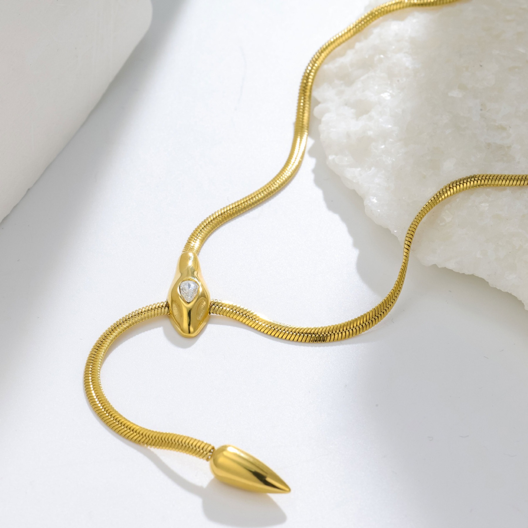 Serpent Starlight Two-Tone Snake Chain Adjustable Necklace