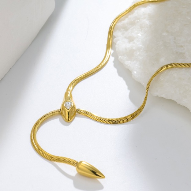 Serpent Starlight Two-Tone Snake Chain Adjustable Necklace