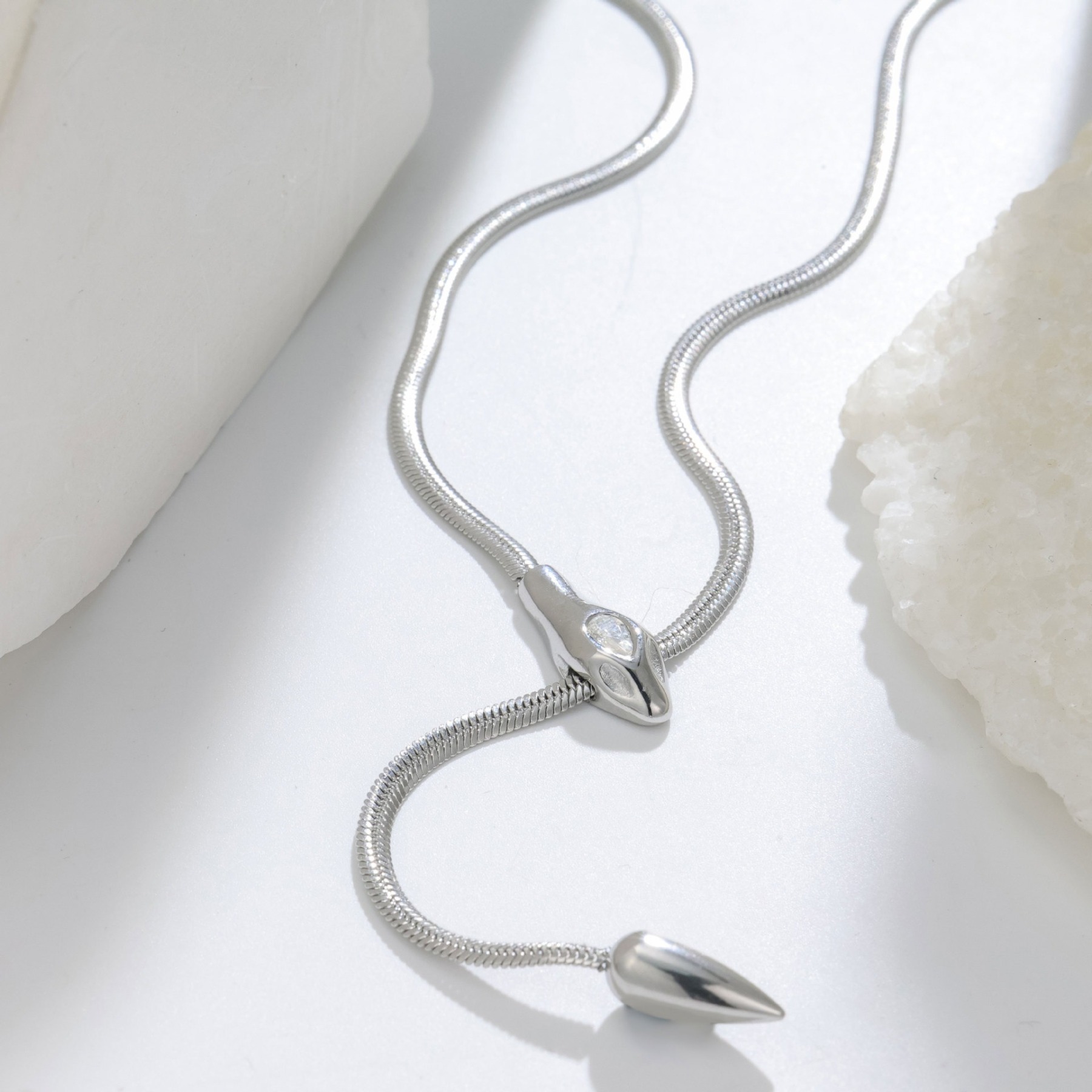 Serpent Starlight Two-Tone Snake Chain Adjustable Necklace