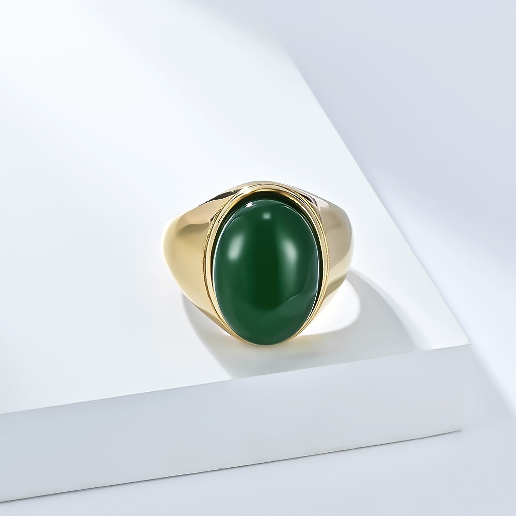 Vintage Oval Cabochon Natural Stone Signet Ring